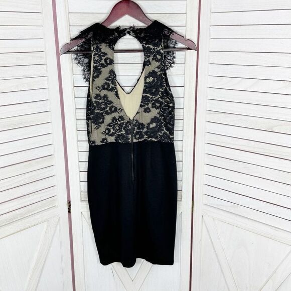 Alice + Olivia Odette Lace Top Halter Mini Sheath Dress Black Size 2 Coquette - Picture 9 of 13